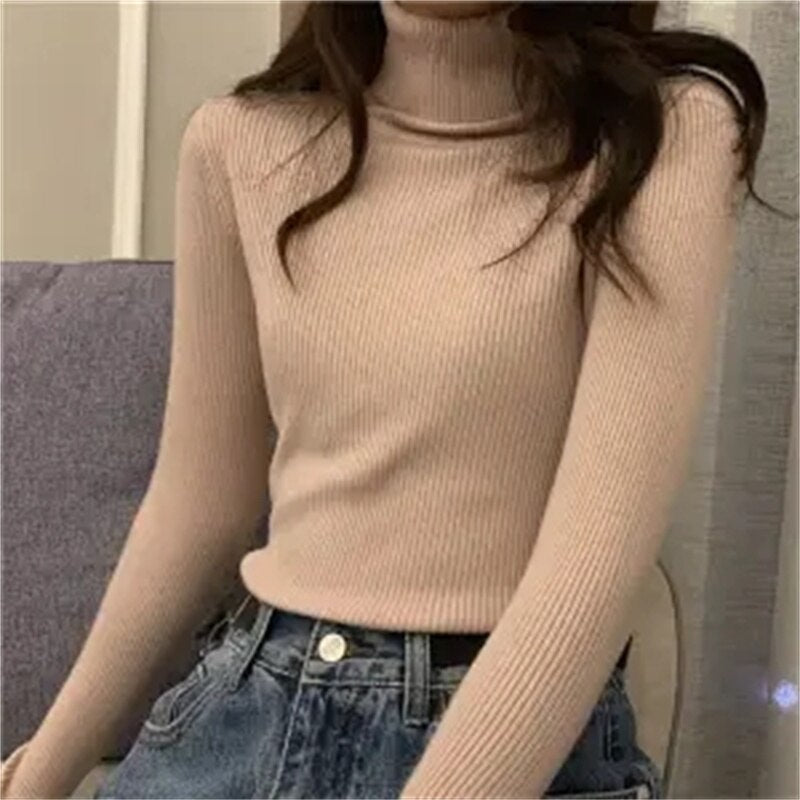 2021 Knitted Women  Sweater Pullovers Autumn Winter Basic Women O-Neck  Sweaters Pullover Slim Female Top Clothing