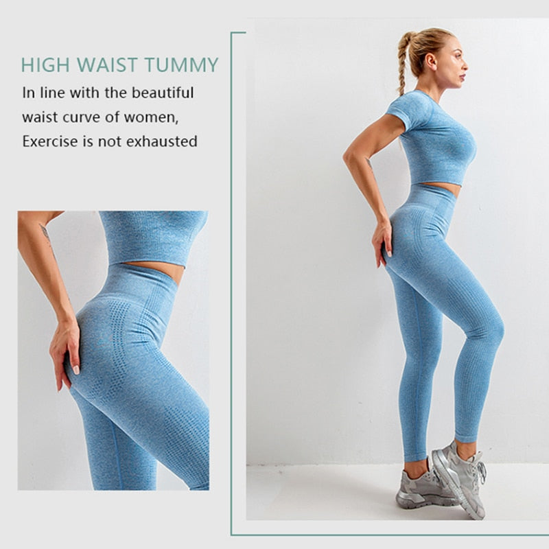 High Waist Seamless Leggings&Top Yoga Suit