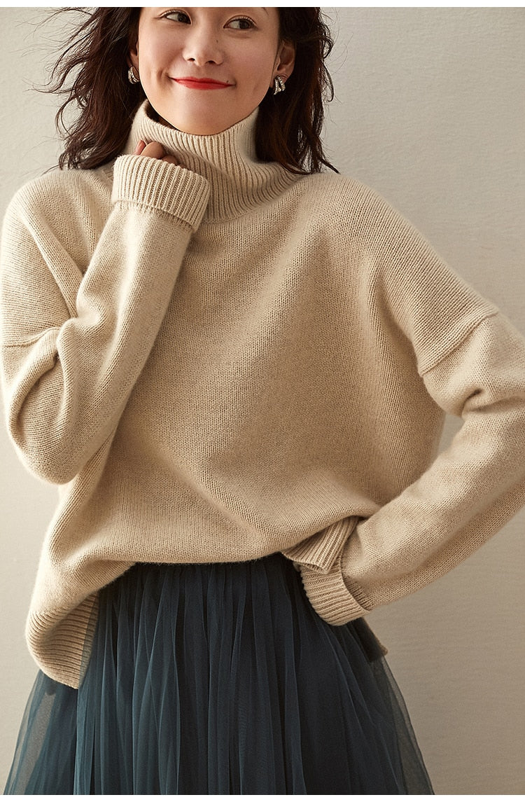 Turtleneck Cashmere Casual Loose Thickening Sweater