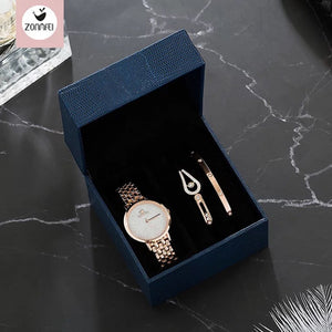 Plated Stainless Steel Bracelets with Boxes Wristwatches