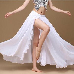 Belly Dancing Side Pulling Long Satin White Skirt Lady Belly Dance Skirts Women Sexy Oriental Belly Dance Skirt Professional