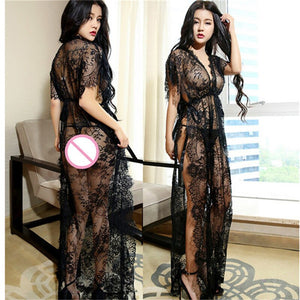 Sexy Lingerie Sex Costumes Erotic Dresses Hot Women Lace Long Porno Cosplay Dresses Underwear Kimino Nightgown Intimates Slips