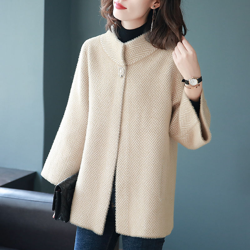 Long-sleeved Sweater Mink Fur Cardigan