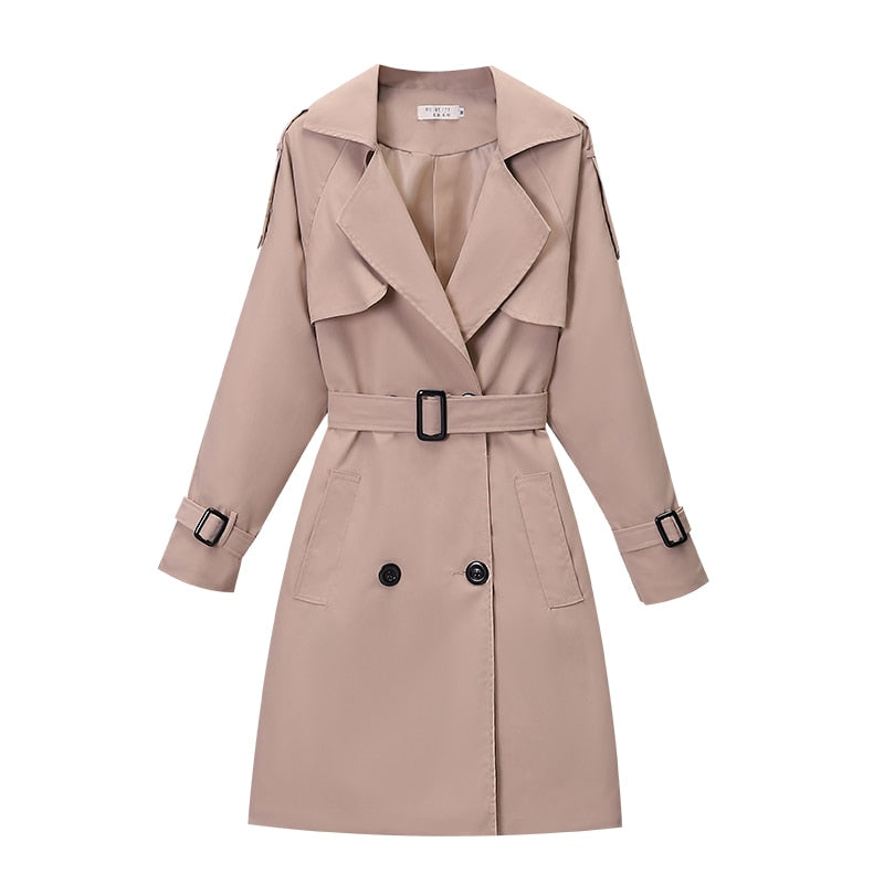 Fashion 4XL Women&#39;s Trench Coat Khaki Slim Double-breasted Ladies Outwear With belt Female Casual Windbreaker 2021 Autumn New