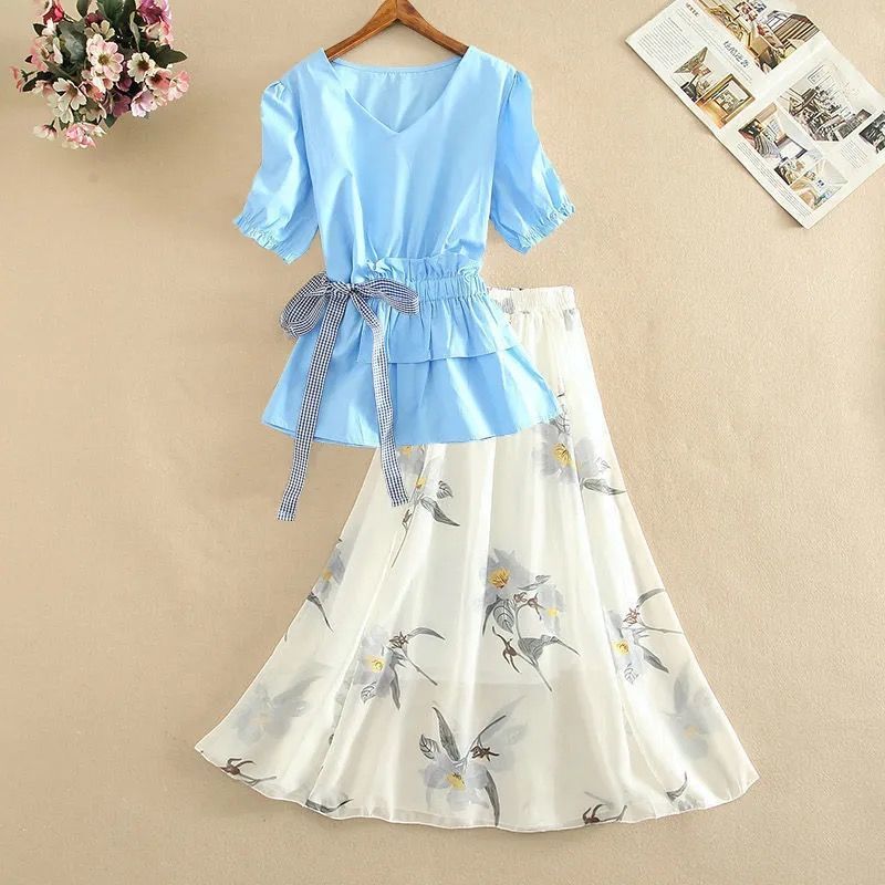 Women's Shirts Long Dress Two Piece Suit Summer Foreign Style High Global Fashions GC Women's Shirts Long Dress Two Piece Suit Summer Foreign Style High Global Fashions GC