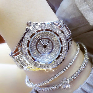 Gold Ladies Quartz Rhinestone Top wristwatch
