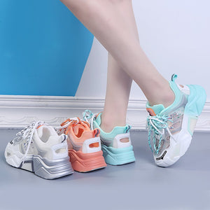 Fashion Trainers Thick Summer Heels Mesh Shoes
