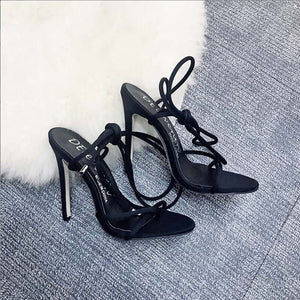 Super High 11.5CM Thin Heels Women Pumps Ankle Cross Strap Sandals Shoes Woman Ladies Pointed Toe High Heels Dress Party Shoes