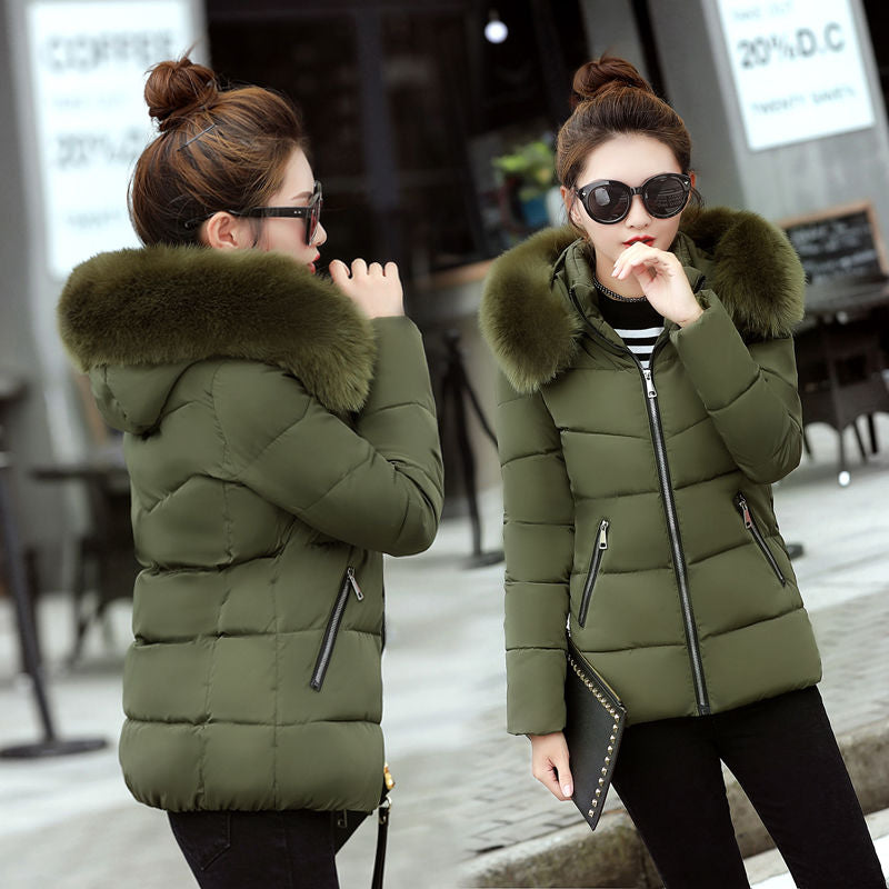 2022 New Winter Jacket Women Parkas Coat Fur Collar Hooded Parka Female Jackets Thick Warm Cotton Padded Jacket Outerwear P995