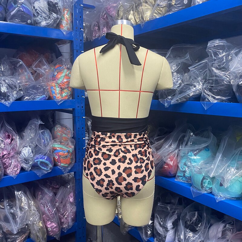 Sexy One Piece Swimwear Women 2021 High Waist Halter Swimsuit Padded Striped Patchwork Swimming Suit Brazilian Monokini XL