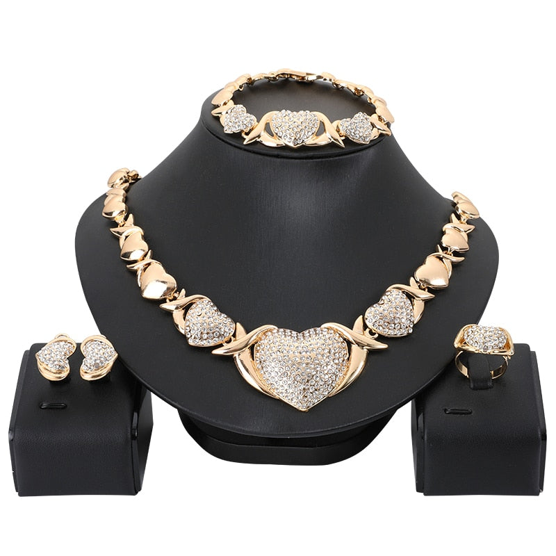 Heart Shape Crystal Necklace Set for Women