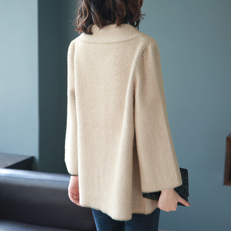 Long-sleeved Sweater Mink Fur Cardigan