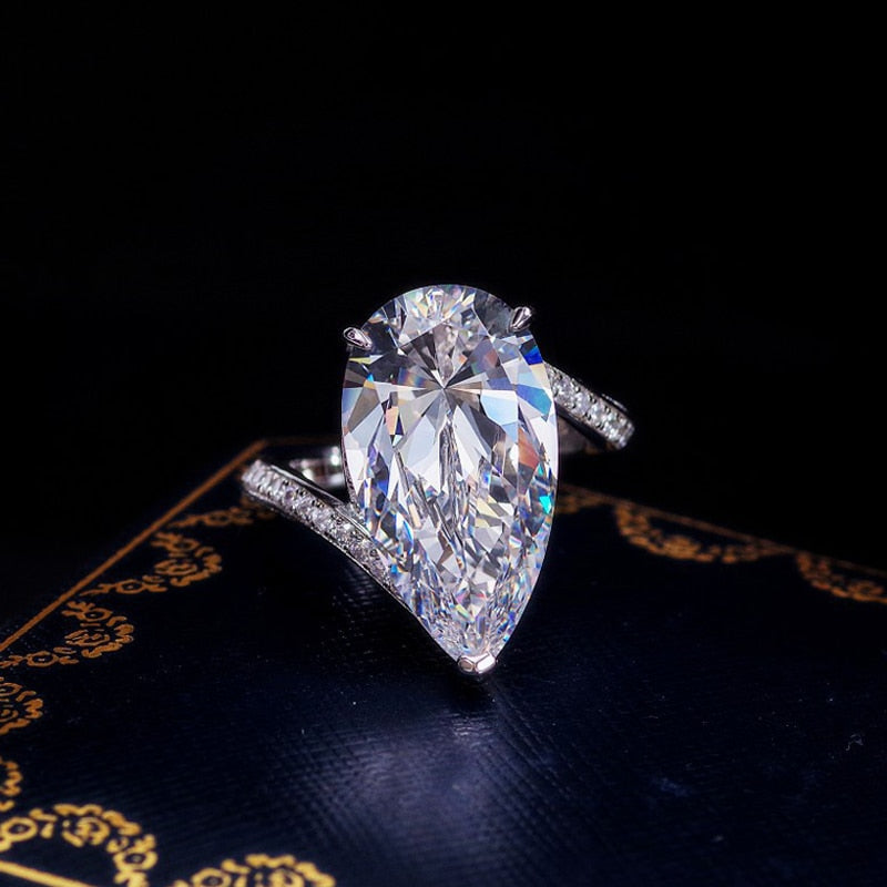 12*22MM Water drop Wedding High carbon Diamond rings for women