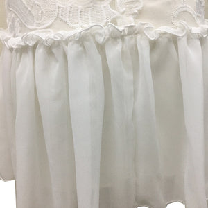Brand Women Elegant Lace Chiffon Dress Sexy V Neck Puff Long Sleeve White Mesh Embroidery Dress Pleated A Line Slim Mini Dresses