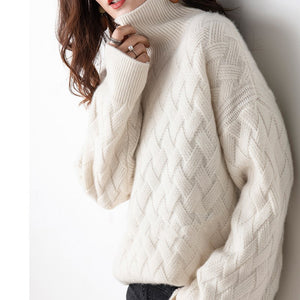 High-Necked Pullover Loose Thick Sweater