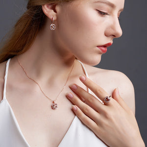 585 rose gold Luxury Asscher gemstone Jewelry Set for Women