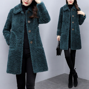 Winter Lamb velvet Jacket Women&#39;s Clothing Autumn Winter 2021 Korean Plus size Wool Coat Female Loose Warm Thick Long Outwear