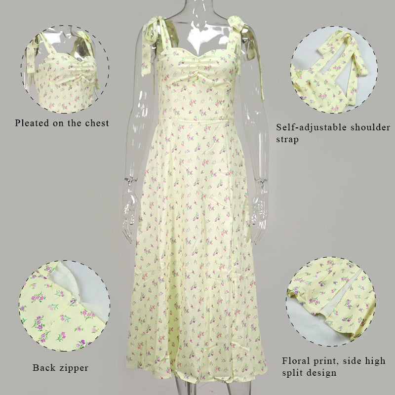 A-Line Printed Dress Sexy Women Spaghetti Strap Bandage Bodycon Dress Midi Dresses in Party Evening 2021 Summer