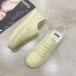 Lace Up Leather Tennis Female Walking Trainers Sneakers