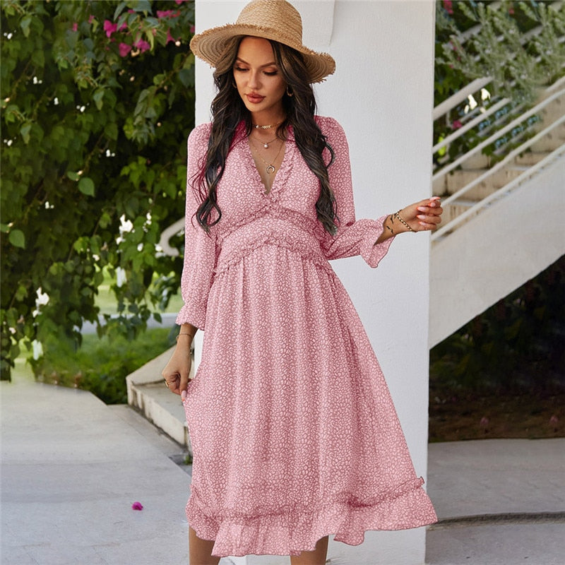 long sleeve spring dresses 2021 2021 Spring Summer Jacquard Dress V-Neck Brocade Dress Women Long Sleeve Party Evening Clothing