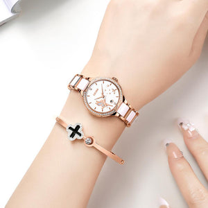 Fashion Ceramics Watchband Diamond Wrist Watch