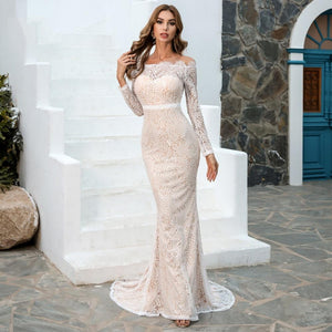Sexy Off Shoulder Lace Dresses Female Backless Maxi Women's Dress