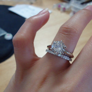 SONA synthetic stone wedding ring