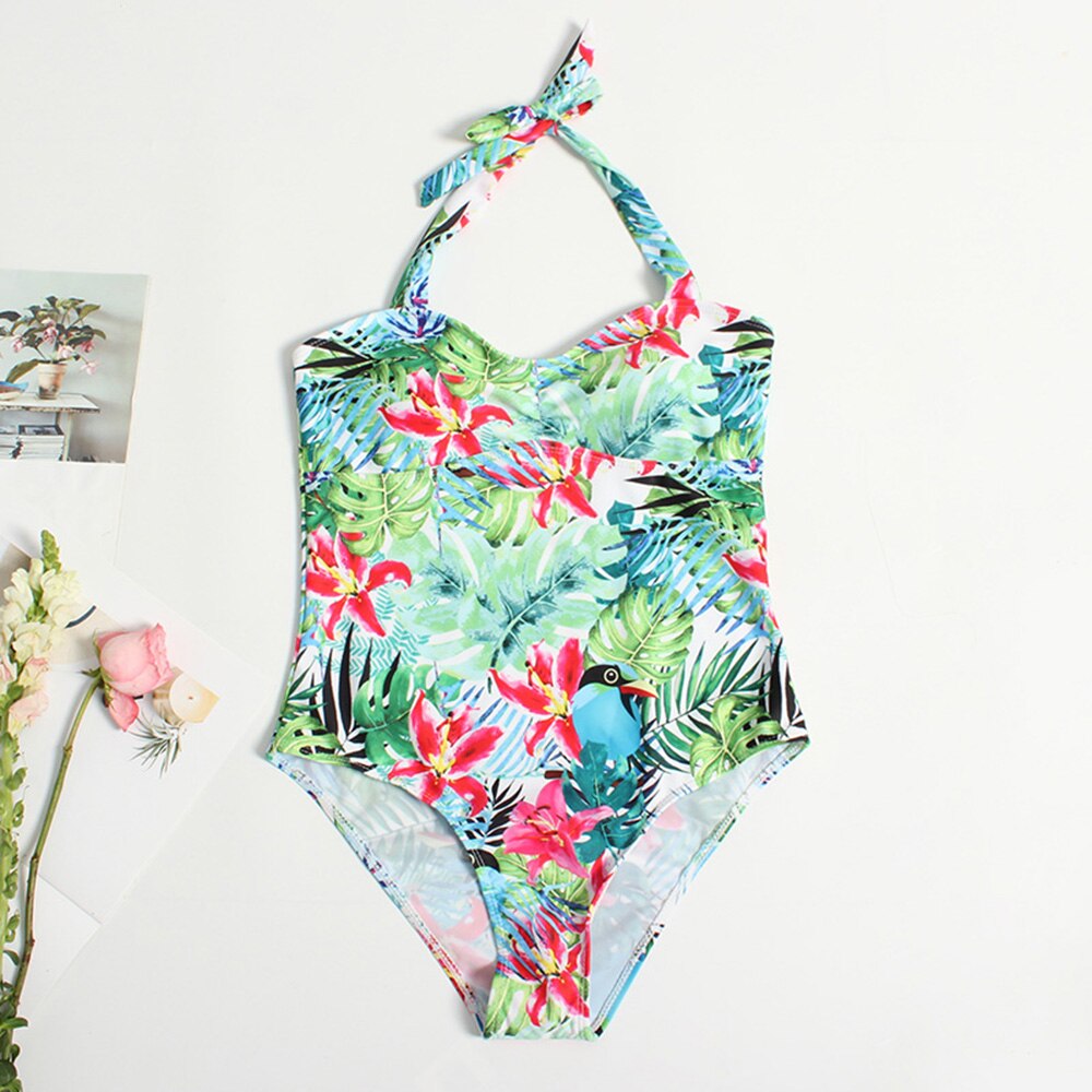 One Piece Swimsuit Push Up Printing Floral Womens Brazilian Swimwear Monokini Plus Size