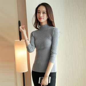 Sweater Women Fashion 2022 Spring Stretch Tops Women 14 Color Knit Pullovers Long Sleeve Basic Jumper Knitted Sweater