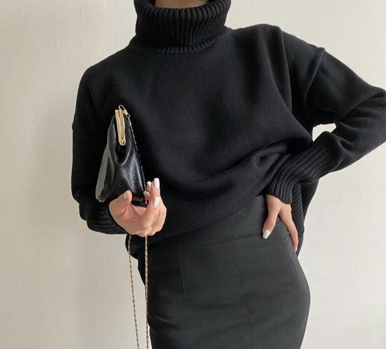 Hirsionsan Turtle Neck Cashmere Winter Sweater Women 2021 Elegant Thick Warm Female Knitted Pullover Loose Basic Knitwear Jumper
