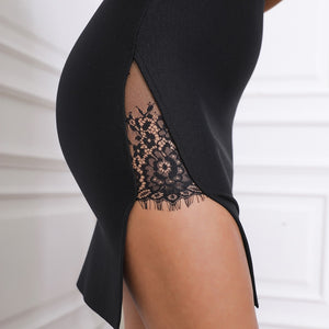 Black Bandage Dress 2021 New Arrival One Shoulder Bodycon Dress Women Summer Lace One Sleeved Sexy Evening Club Party Dress