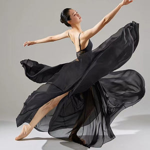 85cm Long Chiffon Ballet Skirt Burgundy Wine Red White Black Adult Ballerina Swan Lake Dance Elastic Waist Expansion Skirts
