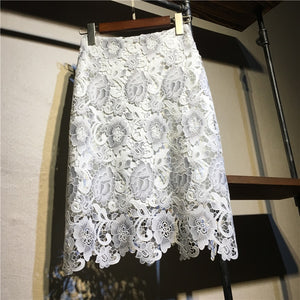 Flower Embroidery Lace Skirt