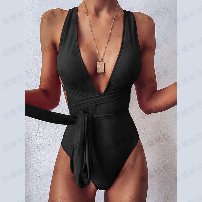 Sexy Solid Red One Piece Swimsuit Women Push Up Lace Up Bandage Bodysu Global Fashions GC Sexy Solid Red One Piece Swimsuit Women Push Up Lace Up Bandage Bodysu Global Fashions GC