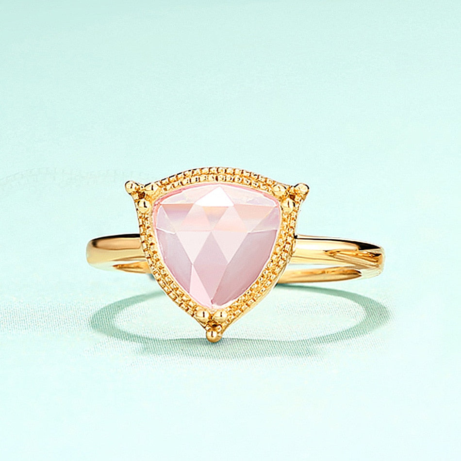 925 Sterling Silver Pink Crystal Resizable Ring Gift