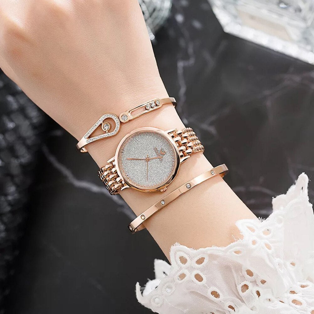 Plated Stainless Steel Bracelets with Boxes Wristwatches