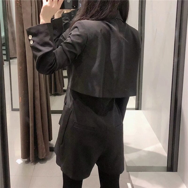 Za Spring 2021 Black Sexy Elegant Woman Jumpsuits Fashion Double Breasted Casual Office Long Sleeve Female Jumpsuit Shorts