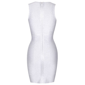Bandage Dress 2021 New Arrival Silver Bandage Dress Bodycon Women Summer Deep v Neck Sexy Party Dress Evening Club Outfits