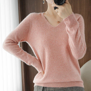 V-neck Knitted Loose Short Cashmere Sweater