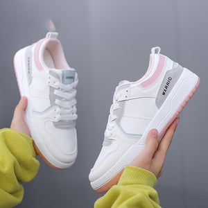White Flat Tennis Leather Sport Shoes