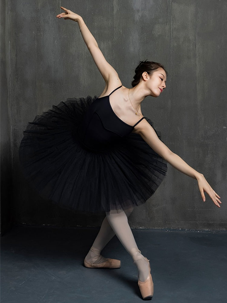 Professional Ballet Swan Lake Tutu White Black Elastic Waist Adults Ballerina 5 Layers Hard Mesh Tulle Skirt Tutus With Briefs