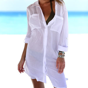 White Beach Tunics Sarong Swimsuit Cover up plus size