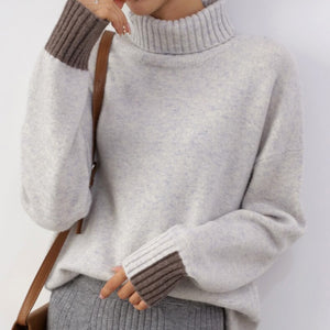 Solid Color Thick Knit Top Oversize Turtleneck Sweater