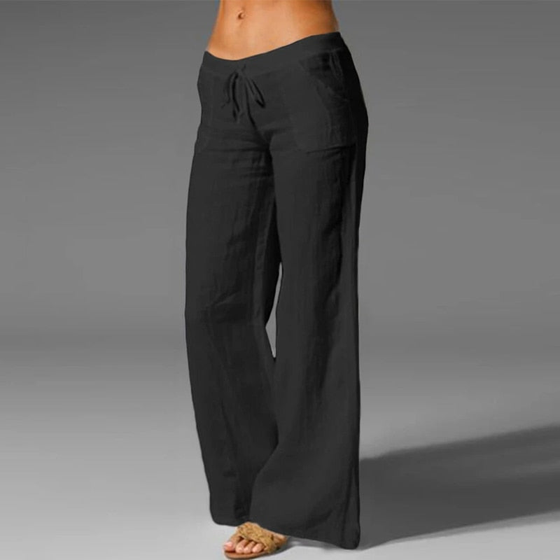 Casual Thin Trousers Loose Wide Leg Solid Color Pants