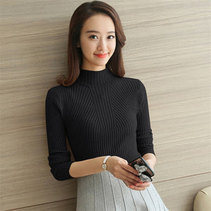 Sweater Women Fashion 2022 Spring Stretch Tops Women 14 Color Knit Pullovers Long Sleeve Basic Jumper Knitted Sweater