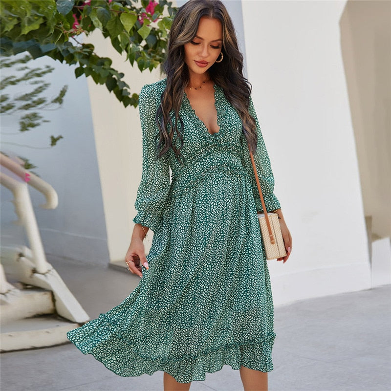 2021 New Spring Summer Women's Sexy V Neck Print Elegant Long Dress La – Global Fashions GC 2021 New Spring Summer Women's Sexy V Neck Print Elegant Long Dress La – Global Fashions GC