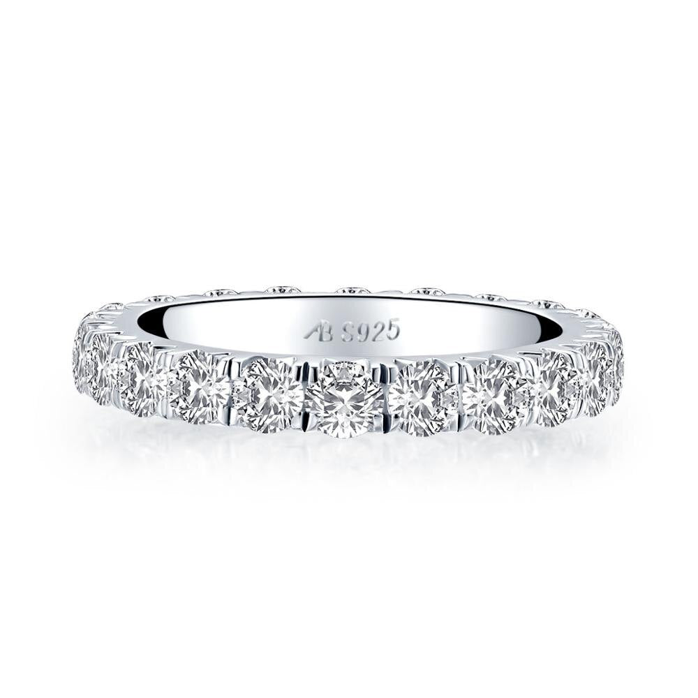 925 Sterling Silver 3.0mm Round Cut Full Eternity Ring