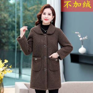 Middle-aged Mothers Faux lamb Wool Coat 2021 Autumn Winter Loose Long-sleeve Outerwear Plus size Solid Female Jacket Casual Tops