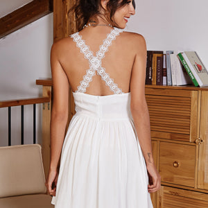 Cami Dress Waist Slimming Cross Shoulder Strap Backless Elegant Dinner Dress