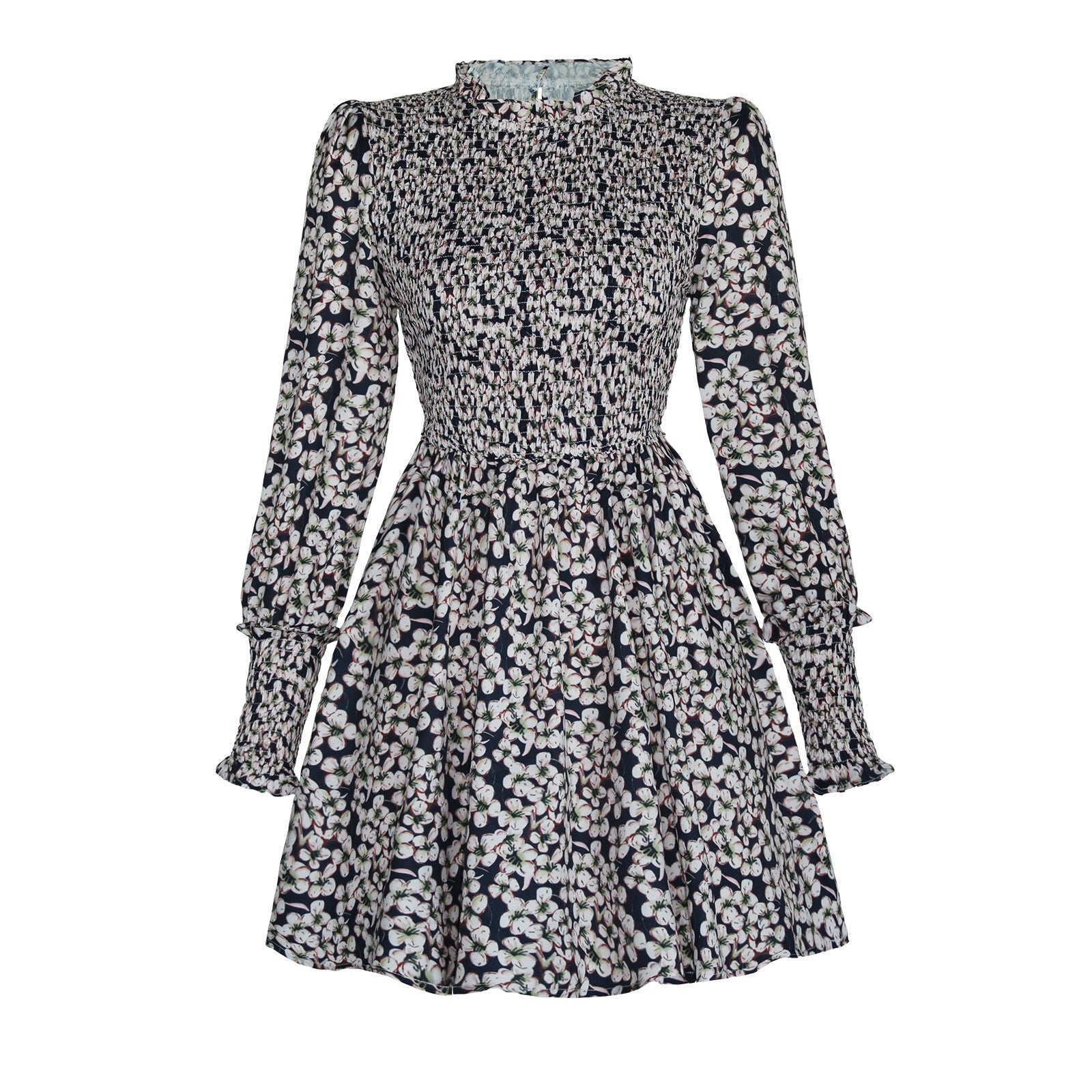 Autumn 2021 New Floral Digital Women  Printed Wear Long Sleeve Simple Elegant Dress  Fashion Skirt